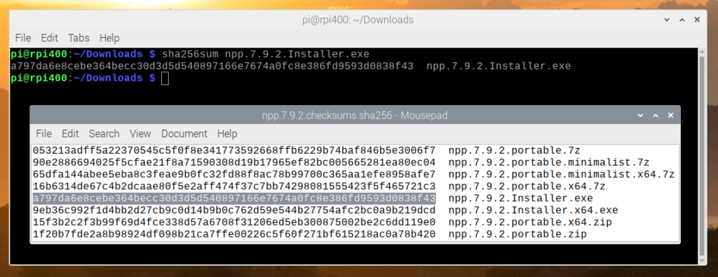 Verify Checksum example in Linux.