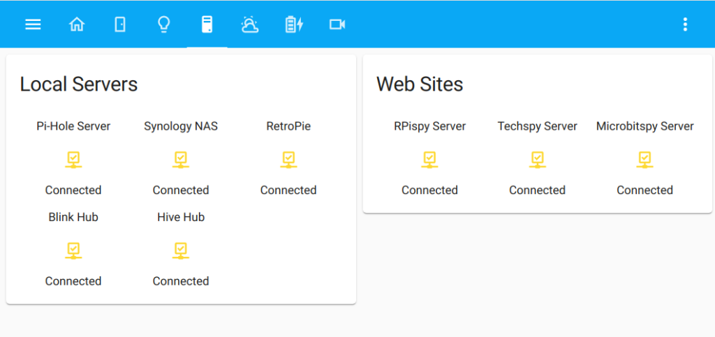 Home Assistant Server Monitoring Entity Cards